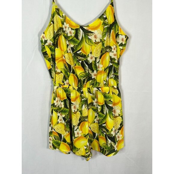Show Me Your MuMu Rorey Spaghetti Strap Romper Lemon Print Summer Size Medium‎ - Picture 3 of 9